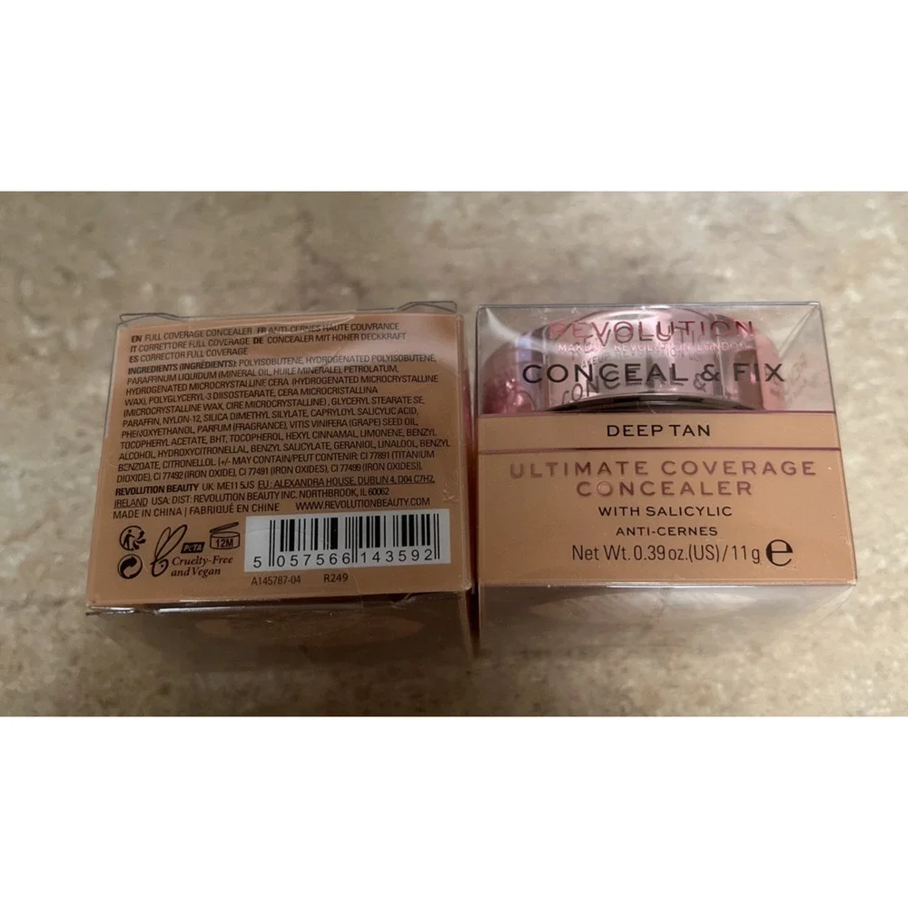 Revolution Makeup Concealer Conceal Fix Ultimate Coverage Deep Tan Lot of 2
